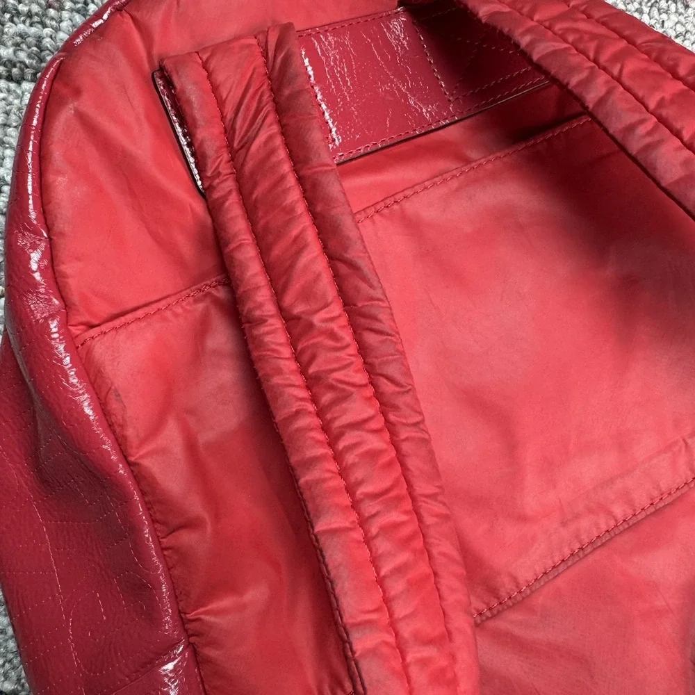 Juicy Couture Mini Backpack Logo Bag Faux Leather Cherry Red
